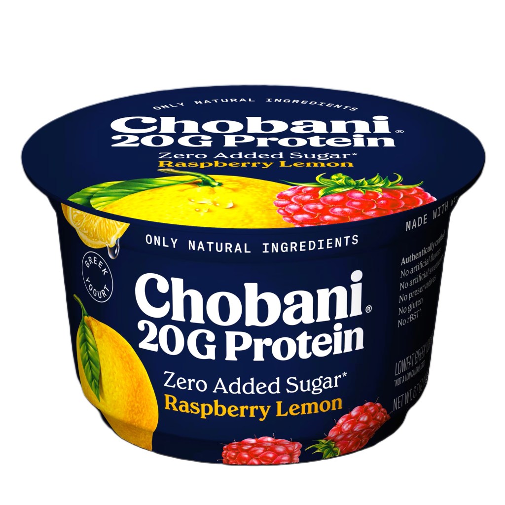 Chobani 20g protein raspberry lemon Greek yogurt