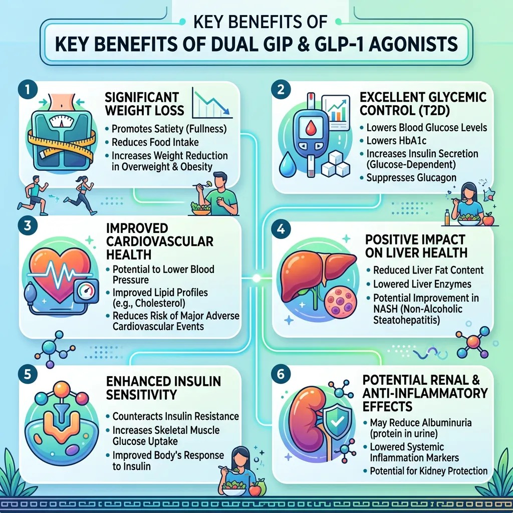Benefits of GLP-1 and GIP on the body