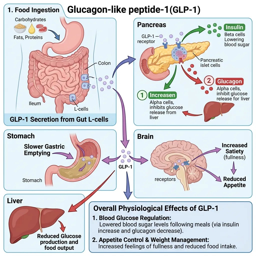 Illustration of GLP-1 effects on the body