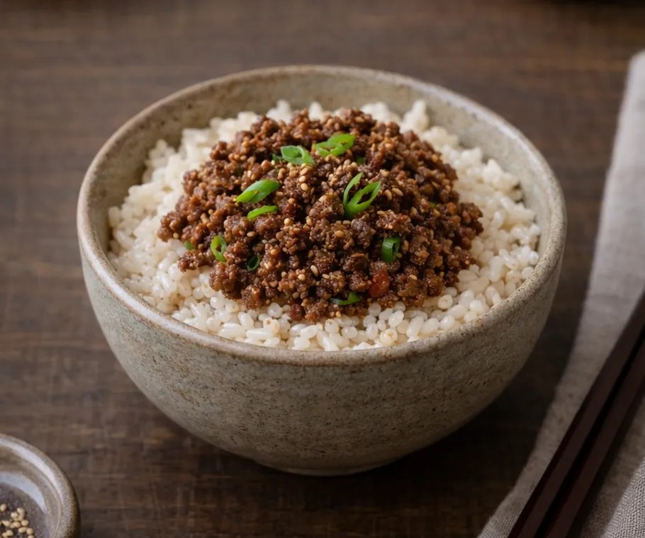 Korean ground beef and rice bowl